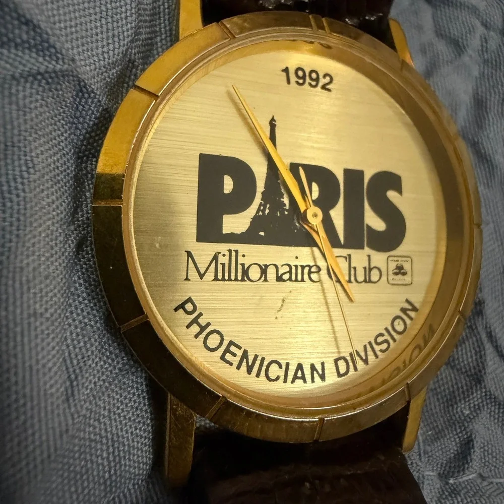Vintage 1992 Paris Millionaire Club Watch Image Watches Japan Movt Gold Tone